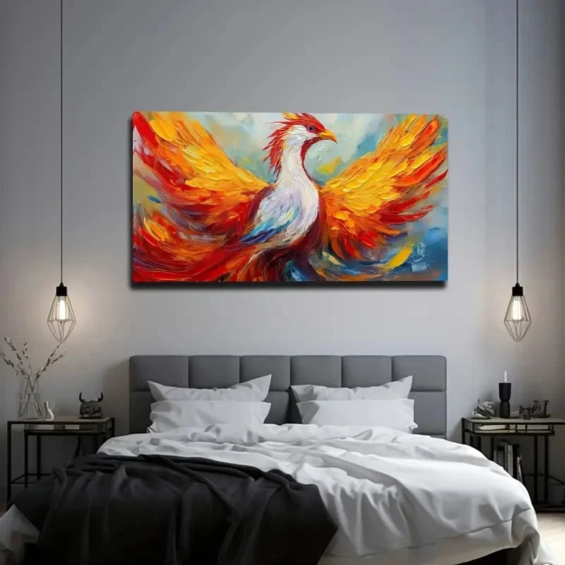 Vibrant Phoenix Wall Art Canvas Office Home Room Framed 120x60cm
