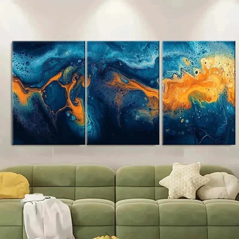 3pcs Abstract Flowing Artwork BG  Wall Art Set Canvas Framed 50x70cm - High Quality Print 100% Australian Made Wall Canvas Ready to Hang - Bella Home Decor