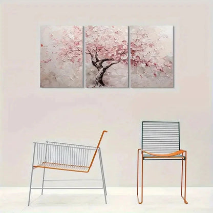 3pcs Abstract Pink Floral Cherry Blossom Tree Wall Art Set Canvas Framed 50x70cm - High Quality Print 100% Australian Made Wall Canvas Ready to Hang - Bella Home Decor