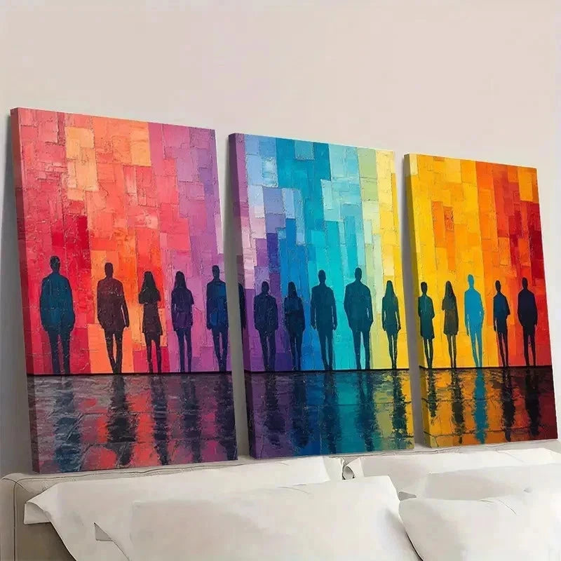 3pcs People Silhouettes print EI  Wall Art Set Canvas Framed 60x90cm - High Quality Print 100% Australian Made Wall Canvas Ready to Hang