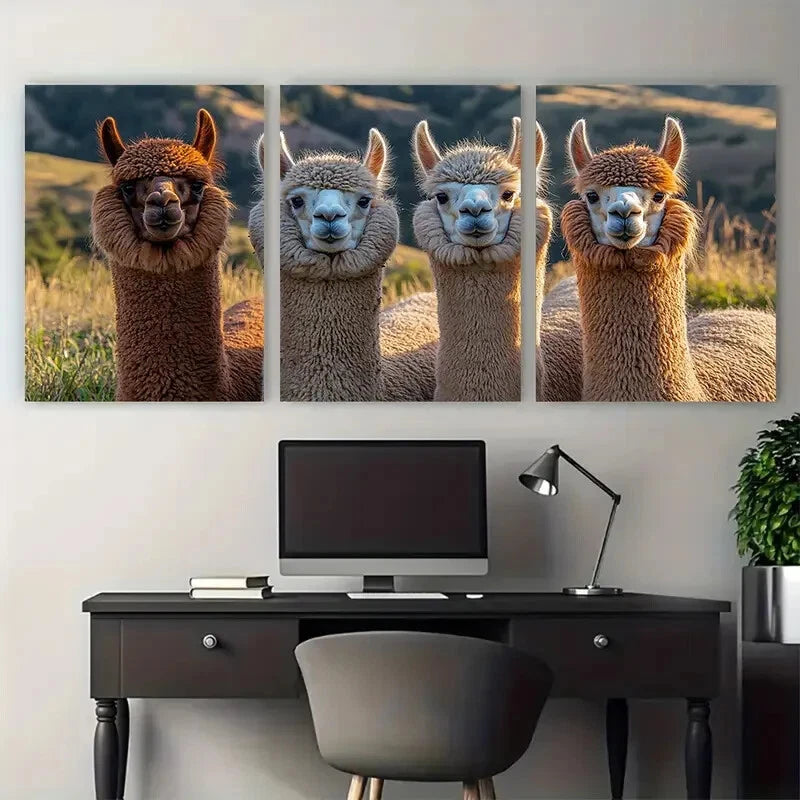 3pcs Bend Oregon Alpaca Farm Photography Metal Print Ready to Hang Art - Bella Home Decor