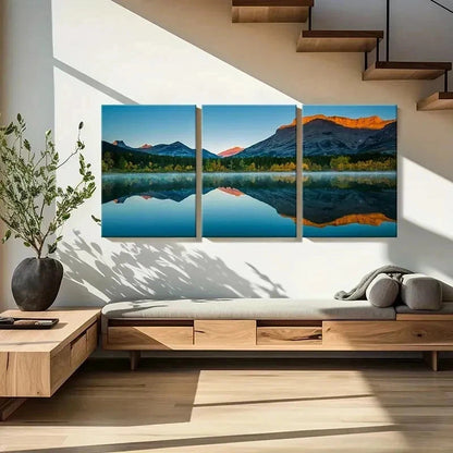 3pcs Lake Mountain Modern Landscape Wall Art Set Canvas Framed 60x90cm - High Quality Print 100% Australian Made Wall Canvas Ready to Hang - Bella Home Decor