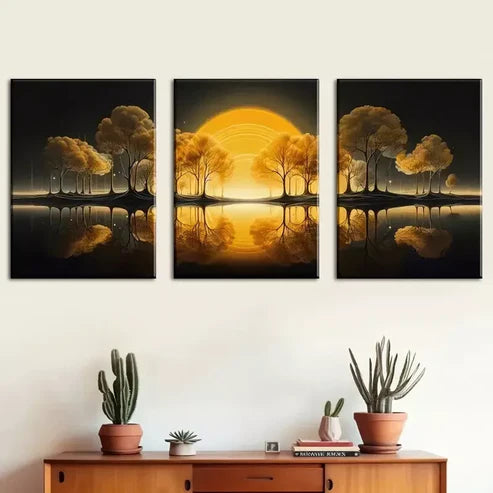 3pcs Featuring Sunset Scenery And Sunset Prints Wall Art Canvas Unframed - High Quality Print 100% Australian Made Wall Canvas