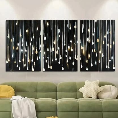 3pcsg Elegant Festive Lights for a New Year'S Eve Metal Print Ready to Hang Art