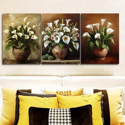 3pcs Calla lilies and Cacti Wall Art Painting Metal Print Ready to Hang Art - Bella Home Decor