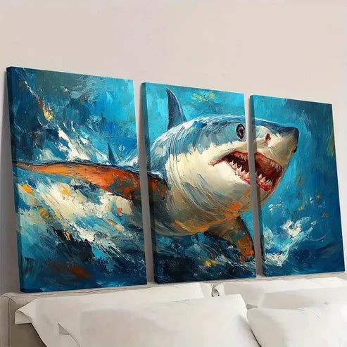 3pcs Realistic Ocean Scene with Bold Z Wall Art Set Canvas Unframed - High Quality Print 100% Australian Made Wall Canvas - Bella Home Decor