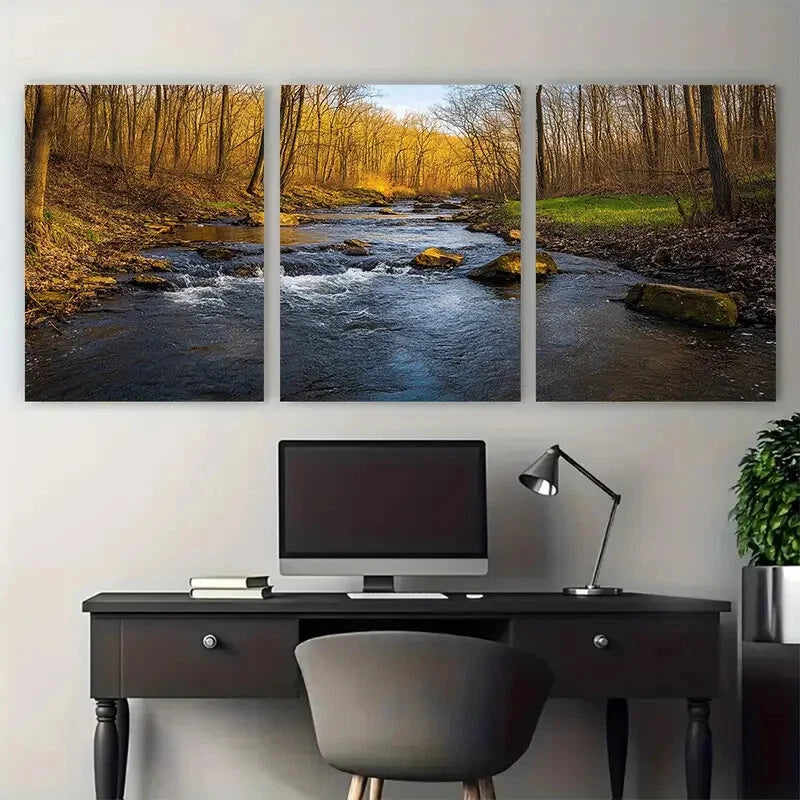 3pcs Brandywine Creek State Park Metal Print Ready to Hang Art - Bella Home Decor