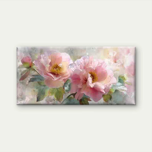 Pink Peonies & Blossoms Wall Art Canvas Office Home Room Framed 120x60cm