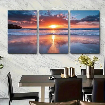 3pcs Little Fistral Beach Newquay Perfect Wall Art Set Canvas Framed 50x70cm - High Quality Print 100% Australian Made Wall Canvas Ready to Hang