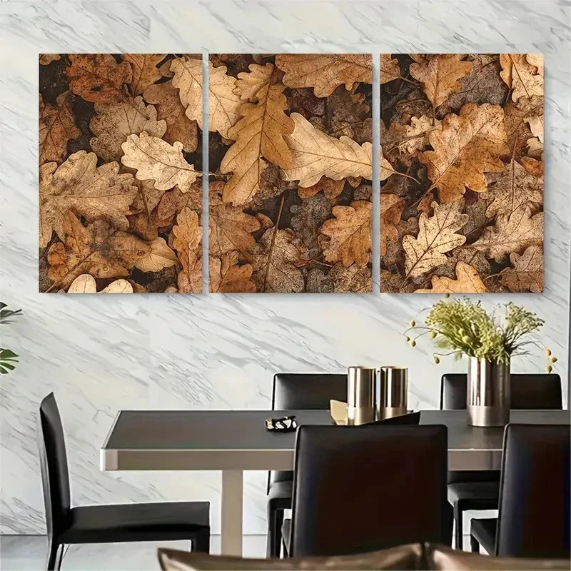 3pcs Autumn Leaves Fall Metal Print Ready to Hang Art - Bella Home Decor