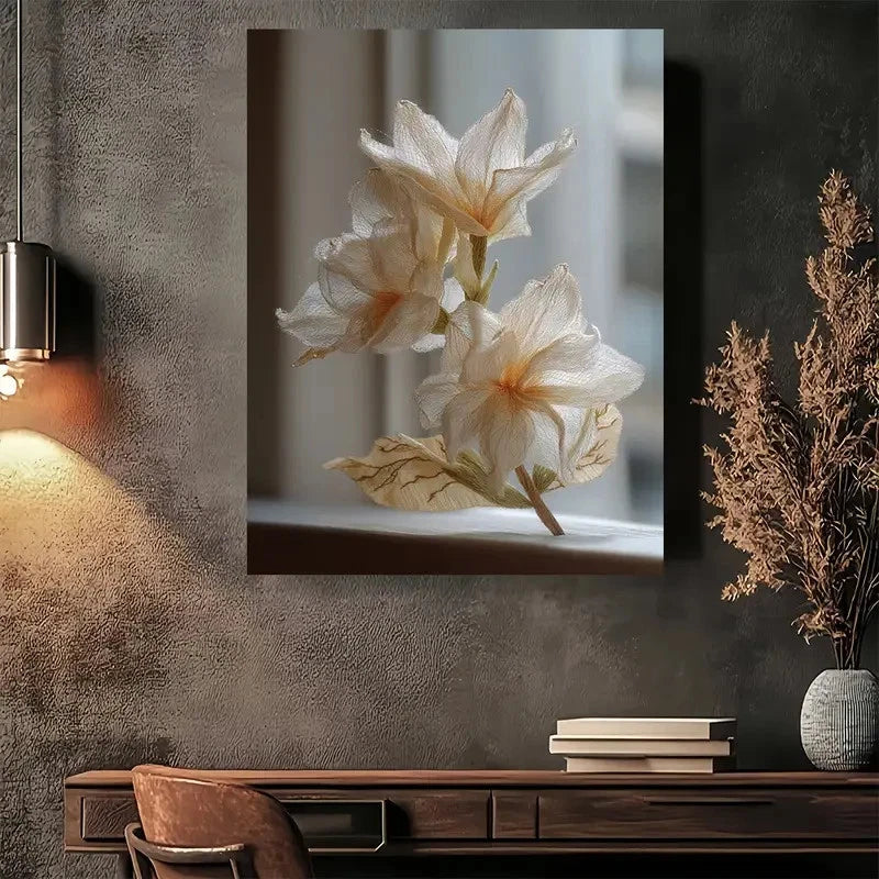 Beautiful Elegant Silk Flower Painting 40x60cm Metal Print Ready to Hang - Bella Home Decor