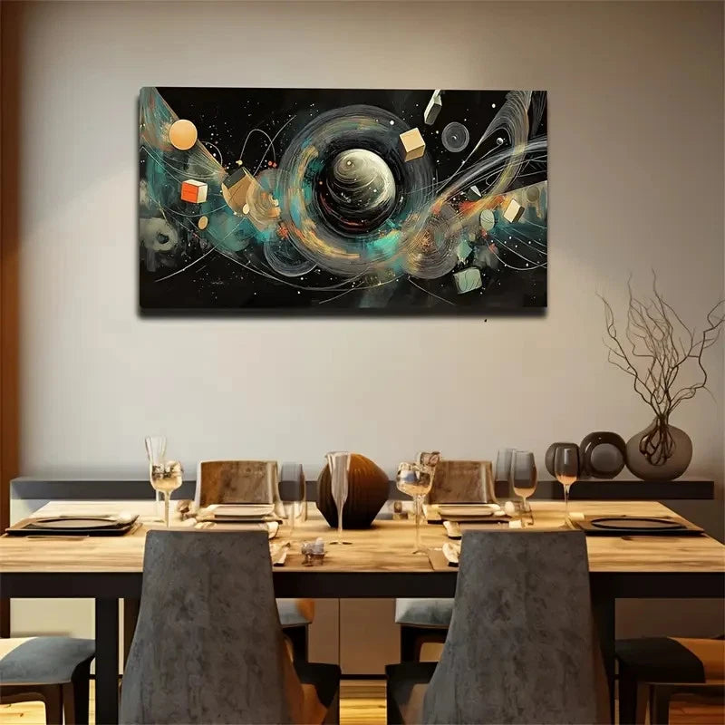 Meandering Lines Modern Wall Art Canvas Office Home Room Framed 120x60cm