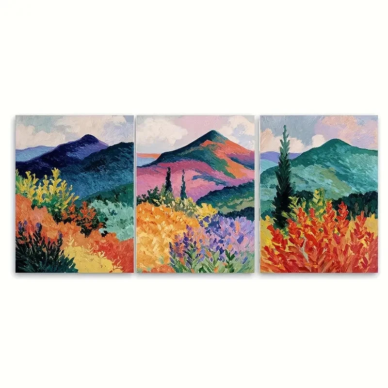 3pcs Andre Derain Mountains at Collioure Wall Art Set Canvas Framed 40x60cm - High Quality Print 100% Australian Made Wall Canvas Ready to Hang - Bella Home Decor