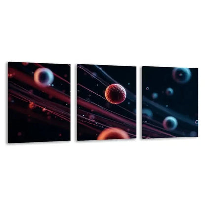 3pcs Astronaut & Planets with Red & Design   Wall Art Set Canvas Framed 50x70cm - High Quality Print 100% Australian Made Wall Canvas Ready to Hang - Bella Home Decor