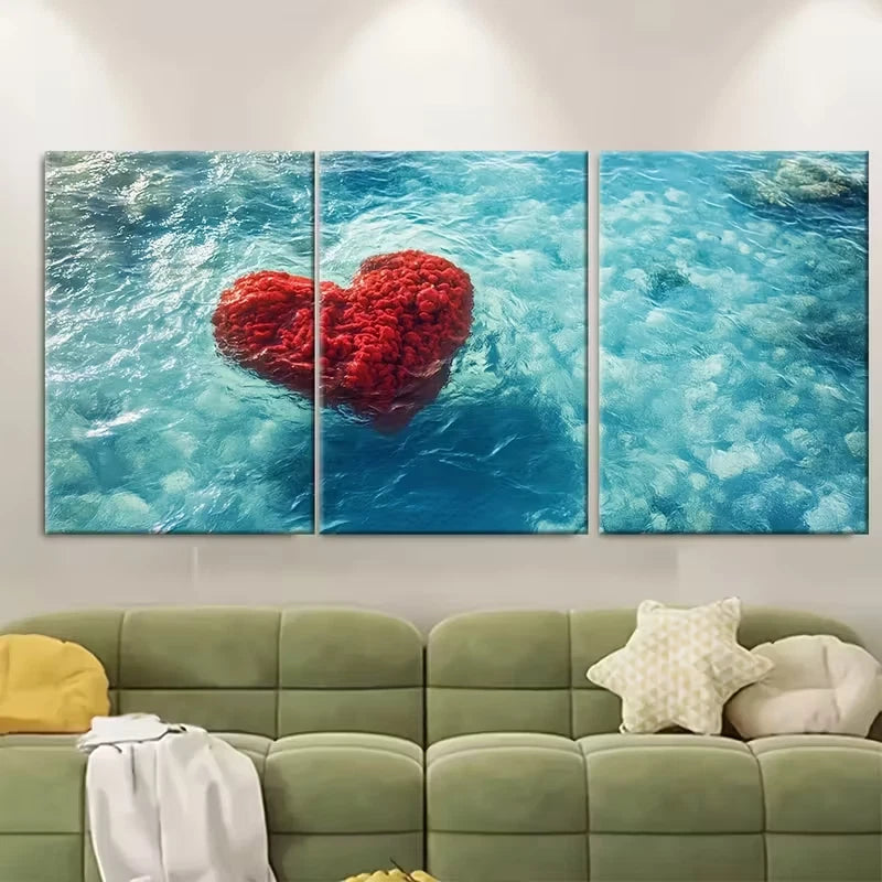 3pcs Whitsunday and Heart Reef Metal Print Ready to Hang Art