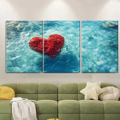 3pcs Whitsunday and Heart Reef Metal Print Ready to Hang Art