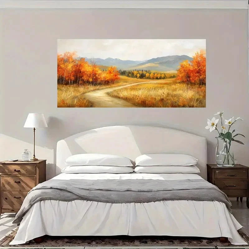 Autumn Landscape Pathway Wall Art Canvas Office Home Room Framed 120x60cm