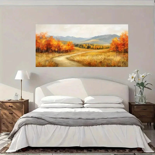 Autumn Landscape Pathway Wall Art Canvas Office Home Room Framed 120x60cm
