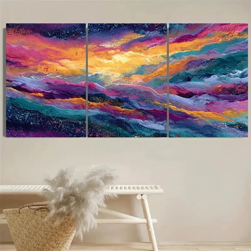 3pcs Cairngorm Mountain Boho Color Wall Art Set Canvas Framed 50x70cm - High Quality Print 100% Australian Made Wall Canvas Ready to Hang - Bella Home Decor