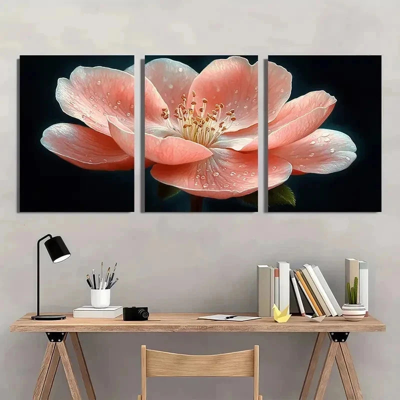 3pcs Pink Flowering Quince Nature Perfect Wall Art Set Canvas Framed 40x60cm - High Quality Print 100% Australian Made Wall Canvas Ready to Hang - Bella Home Decor