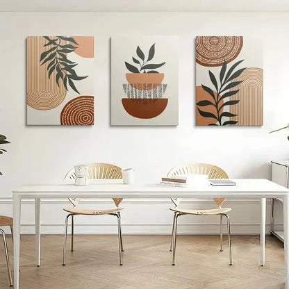 3pcs Abstract Painting with Geometric Patterns Metal Print Ready to Hang Art - Bella Home Decor