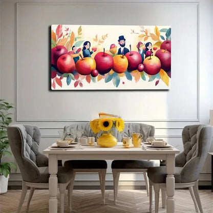 Vibrant Apple Vine Colorful Wall Art Canvas Office Home Room Framed 120x60cm