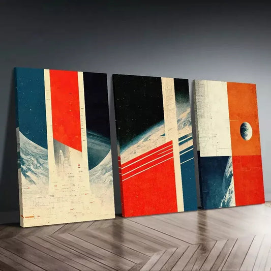 3pcs Modern Abstract Space Universe Design Canvas Framed 40x60cm - High Quality Print 100% Australian Made Wall Canvas Ready to Hang