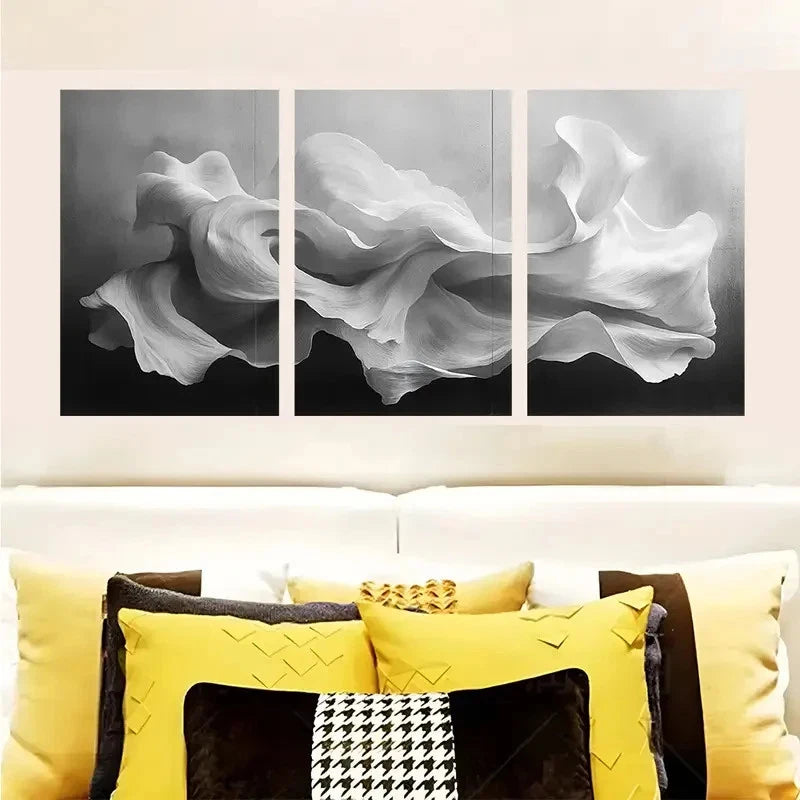 3pcs Abstract Black & White Art Wall Art Set Canvas Framed 60x90cm - High Quality Print 100% Australian Made Wall Canvas Ready to Hang - Bella Home Decor