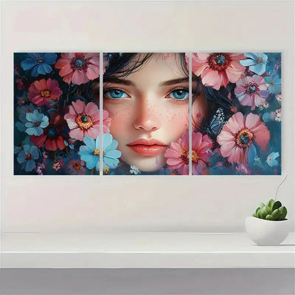 3pcs Dreamy Girl Butterflies Flowers Perfect Wall Art Set Canvas Framed 40x60cm - High Quality Print 100% Australian Made Wall Canvas Ready to Hang - Bella Home Decor