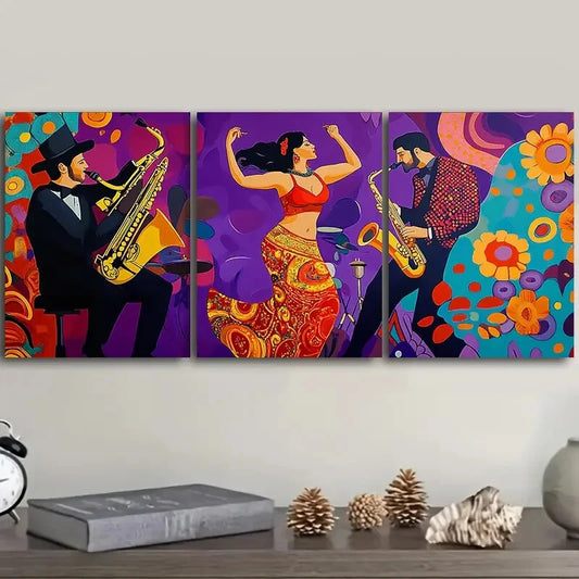 3pcs Asian belly dancers Art Painting Metal Print Ready to Hang Art