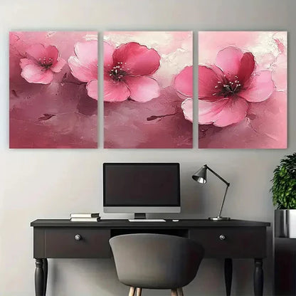 3pcs Elegant Pink Floral Abstract Design Wall Art Canvas Unframed - High Quality Print 100% Australian Made Wall Canvas