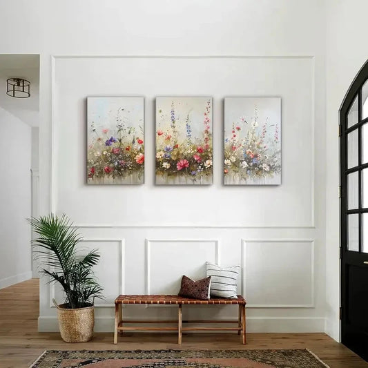 3pcs farmhouse decoration, hazy flower Metal Print Ready to Hang Art