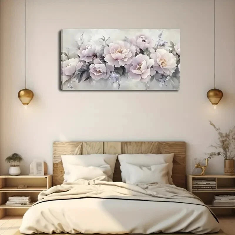 Pink Peony Flower Rich Petal Wall Art Canvas Office Home Room Framed 120x60cm - Bella Home Decor