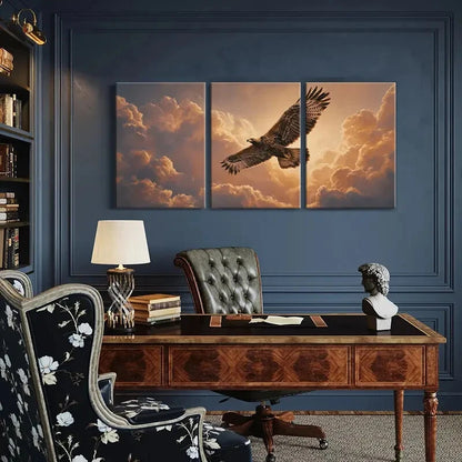 3pcs Set of Eagle Soaring Sky Modern Wildlife Metal Print Ready to Hang Art - Bella Home Decor