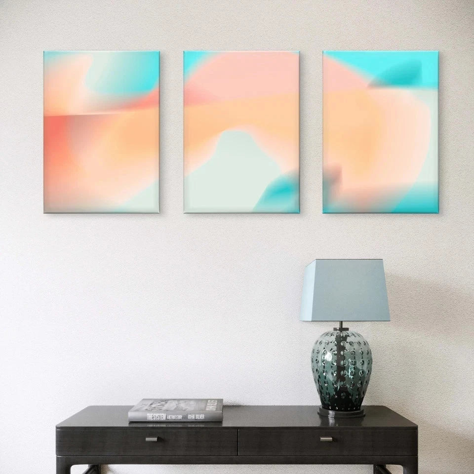 3pcs Minimalist Gradient Pastel Abstract Wall Art Set Canvas Framed 60x90cm - High Quality Print 100% Australian Made Wall Canvas Ready to Hang