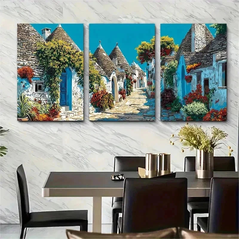 3pcs Alberobello & Apulia Italy Travel Perfect Wall Art Set Canvas Framed 50x70cm - High Quality Print 100% Australian Made Wall Canvas Ready to Hang - Bella Home Decor