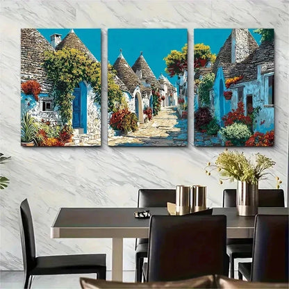 3pcs Alberobello & Apulia Italy Travel Perfect Wall Art Set Canvas Framed 50x70cm - High Quality Print 100% Australian Made Wall Canvas Ready to Hang - Bella Home Decor