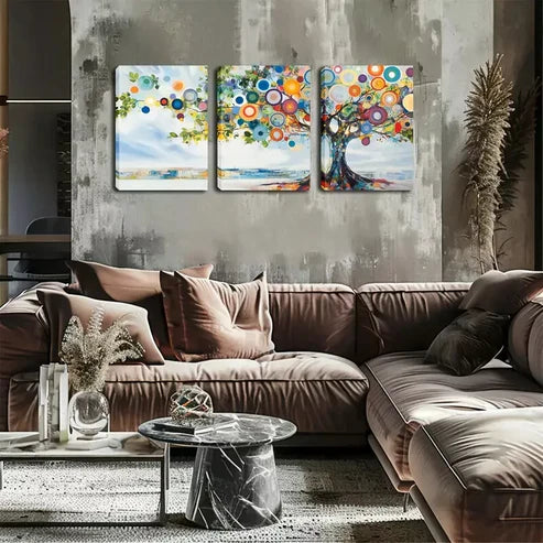 3pcs Abstract Very Dense Tree Wall Art Canvas Unframed - High Quality Print 100% Australian Made Wall Canvas - Bella Home Decor