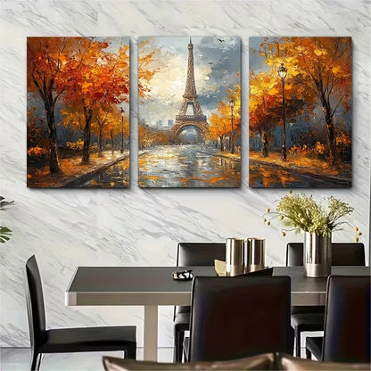 3pcs Paris Street Scene Metal Print Ready to Hang Art