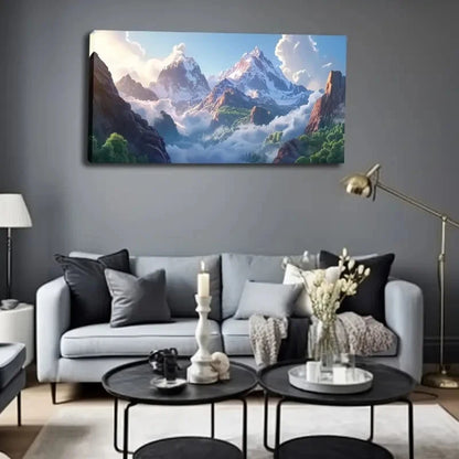 Snow-Capped Mountains Cloud Wall Art Canvas Office Home Room Framed 120x60cm