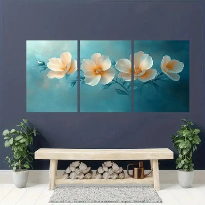 3pcs Elegant Beige Freesia Floral Perfect Wall Art Set Canvas Framed 50x70cm - High Quality Print 100% Australian Made Wall Canvas Ready to Hang