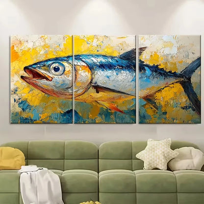 3pcs Sardine Fish Metal Print Ready to Hang Art