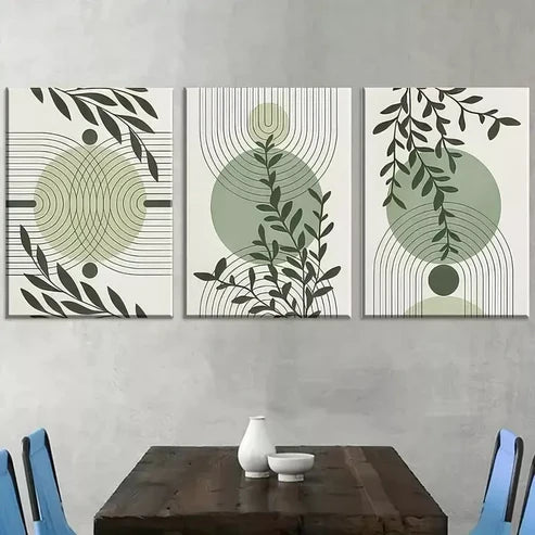 3pcs Bohemian Style Abstract Geometric Line Art Canvas Unframed - High Quality Print 100% Australian Made Wall Canvas - Bella Home Decor