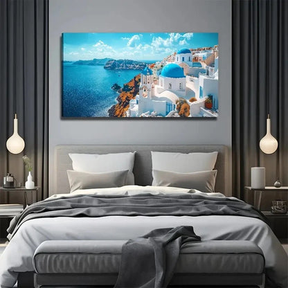Aegean Sea Scenery Suitable Wall Art Canvas Office Home Room Framed 120x60cm