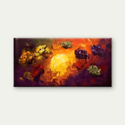 Yellow Purple Flowers Modern Wall Art Canvas Office Home Room Framed 120x60cm