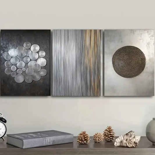 3pcs Art Deco Classic Modern Style, Metal Print Ready to Hang Art