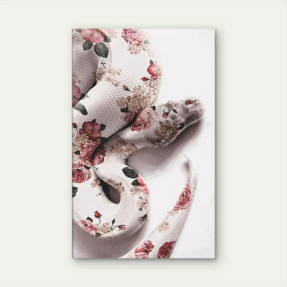 Floral Snake Oil Painting 60x90cm Metal Print Ready to Hang