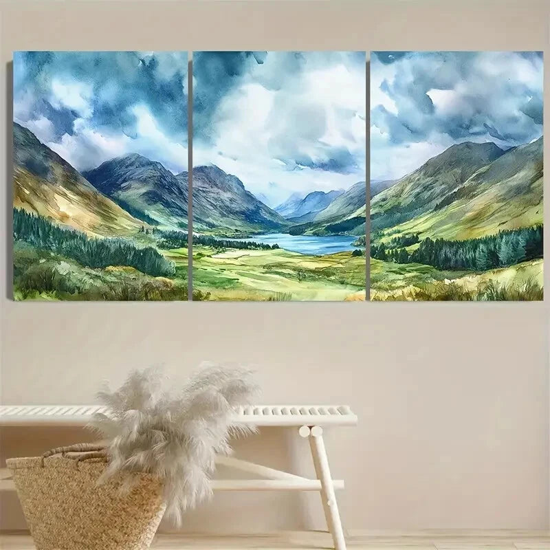 3pcs Scotland Glencoe Highlands Scottish Metal Print Ready to Hang Art - Bella Home Decor