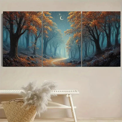 3pcs Autumn Forest Mystical Wall Art Set Canvas Framed 60x90cm - High Quality Print 100% Australian Made Wall Canvas Ready to Hang - Bella Home Decor