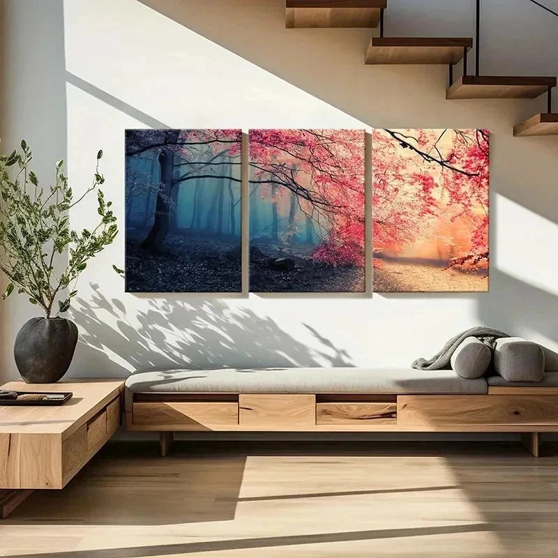 3pcs Nature Landscape Cherry Blossom Tree Wall Art Set Canvas Framed 50x70cm - High Quality Print 100% Australian Made Wall Canvas Ready to Hang